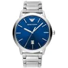 Image de Emporio Armani Montre pour homme, mouvement date à trois aiguilles, boîtier en acier inoxydable argenté de 43 mm avec bracelet en acier inoxydable, AR11311
