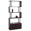 Image de Mendler Bibliothèque HWC-A27 - Étagère sur pied - Séparateur de pièce - Compartiment de rangement avec porte - 183 x 80 cm - Structure 3D - Marron foncé