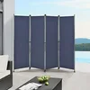 Image de Paravent de Confidentialité Brise-Vue Séparateur à 4 Panneaux Résistant pour Extérieur Intérieur Acier Polyester 215 x 170 cm Bleu Foncé