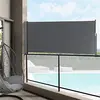 Image de Brise-Vue pour Balcon Terrasse Jardin Store Latéral Pare-Soleil Protection Intempéries UV Vie Privée Acier Polyester 100 x 300 cm Gris