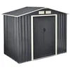Image de [en.casa] Abri de Jardin 4 m³ Robuste Cabane de Stockage Extérieur Cabane à Outils Toit à Pignon Tôles en Acier Galvanisées Gris Foncé