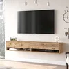 Image de Meuble TV à 2 Portes Meuble de Rangement Design pour Salon avec 2 Espaces de Stockage Panneau de Particules Mélaminé 30 x 180 x 32 cm Effet Chêne Rustique