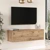 Image de [en.casa] Meuble TV Support Télé Suspendue au Mur avec Compartiments de Rangement Banc Télévision Moderne Flottante pour Salon Chambre Panneau de Particules 30 x 100 x 32 cm Effet Chêne Rustique