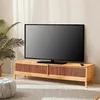 Image de [en.casa] Meuble TV au Style Scandinave Banc Télévision avec Compartiment de Rangement Support Télé avec Portes Coulissantes et Passe-Câbles Bambou 180 x 40 x 38 cm Naturel
