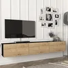 Image de [en.casa] Meuble TV Mural Support Télé Suspendu avec Étagères Fermées Espace de Rangement Flottante pour Salon Banc Télévision Panneau de Particules 180 x 31 x 29,5 cm Noir Effet Chêne