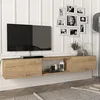 Image de [en.casa] Meuble TV Support Télé avec Compartiments Fermés et Ouverts Banc Télévision avec Espace de Rangement pour Console Jeux Salon Chambre Panneau de Particules 180 x 31 x 30 cm Effet Chêne