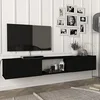Image de [en.casa] Meuble TV Support Télé avec Compartiments Fermés et Ouverts Banc Télévision avec Espace de Rangement pour Console Jeux Salon Chambre Panneau de Particules 180 x 31 x 30 cm Noir