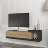 Image de [en.casa] Meuble TV Mural Support Télé Flottant pour Salon Chambre Banc Télévision Suspendu avec Espace de Rangement Panneau de Particules 150 x 30 x 39 cm Effet Chêne Anthracite