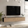 Image de [en.casa] Meuble TV Support Télé Suspendue au Mur avec Compartiments de Rangement Banc Télévision Moderne Flottante pour Salon Chambre Panneau de Particules 30 x 180 x 32 cm Noir Effet Chêne