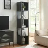 Image de [en.casa] Bibliothèque à 5 Niveaux Étagère Autoportante avec 5 Surfaces de Rangement Meuble de Stockage Design Intemporel pour Salon Bureau Chambre Acier Laqué 185 x 38 x 38 cm Noir