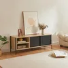 Image de [en.casa] Meuble TV avec Compartiments de Rangements 2 Portes Coulissantes Banc Télévision avec Passe-Câbles pour Salon Chambre Panneau de Particules 120 x 40 x 45 cm Effet Chêne Noir