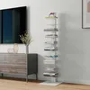 Image de [en.casa] Bibliothèque Autoportante avec 10 Étagères pour CD DVD Livres Meuble de Rangement Polyvalente Design pour Salon Chambre Bureau Acier 150 x 39 x 39 cm Blanc