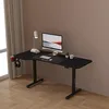 Image de pro.tec Bureau Électrique à Hauteur Réglable Assis Debout Plateau en Forme de L pour Coin de Travail Porte-Boissons Crochet Tapis de Souris Panneau de Particules Acier 160 x 60-75 cm Noir