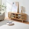 Image de [en.casa] Meuble TV Support Télé sur Pieds avec 4 Compartiments de Rangement Scandinave Passages de Câbles Salon Chambre Peu Encombrant Stable Élégant Moderne Bambou MDF 140 x 40 x 50 cm Naturel