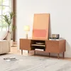 Image de [en.casa] Meuble TV Support Télé avec 2 Compartiments de Rangement Ouverts et 2 Portes Passages de Câbles Intégrés Stable Élégant Salon Chambre Moderne Acier MDF 120 x 40 x 45 cm Couleur Rouille