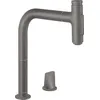 Image de hansgrohe Metris Select M71 Mitigeur cuisine 2 trous 200, avec robinet d'arrêt, 2jet, sBox, Noir chromé brossé, 73818340
