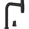 Image de hansgrohe Metris Select M71 Mitigeur cuisine 2 trous 200, avec robinet d'arrêt, 2jet, sBox, Noir mat, 73818670