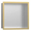 Image de hansgrohe XtraStoris 56097 Niche murale individuelle en acier inoxydable brossé avec cadre design, 300 x 300 x 100 mm, couleur : or poli optique