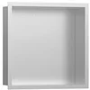 Image de hansgrohe XtraStoris Niche murale individuelle en acier inoxydable brossé avec cadre design, 300 x 300 x 100 mm, 56097 ; couleur : acier inoxydable brossé