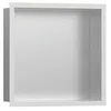 Image de hansgrohe XtraStoris 56097700 Niche murale encastrée individuelle en acier inoxydable brossé avec cadre design Blanc mat 30,5 x 30,5 x 10,2 cm