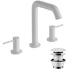 Image de hansgrohe Tecturis S - Mitigeur de lavabo 3 trous avec vidage Push-Open, Robinet de salle de bain avec hauteur sous bec 152 mm, économie d'eau (EcoSmart+), Blanc mat, 73330700