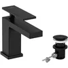 Image de hansgrohe Tecturis E - Mitigeur de lavabo avec tirette et vidage, économie d'énergie (CoolStart), Robinet de salle de bain avec hauteur sous bec 90 mm, économie d'eau (EcoSmart+), Noir mat, 73002670