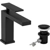 Image de hansgrohe Tecturis E - Mitigeur de lavabo avec tirette et vidage, économie d'énergie (CoolStart), Robinet de salle de bain avec hauteur sous bec 117 mm, économie d'eau (EcoSmart+), Noir mat, 73014670