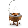 Image de blumfeldt Fire Globe Brasero avec grill, Anneau Ø 59 cm, Brasero Ø 60 cm, Grille Ø 59 cm, 60 x 120 cm (Ø x H), Look usé : aspect rouille, Réglable en hauteur en continu, marron