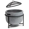 Image de Blumfeldt Brasero Exterieur pour le Jardin, Brasero Plancha Portable avec Grille de BBQ, Pare-Etincelles et Bol en Acier, Barbecue avec Foyer pour le Camping, Brûleur à Bois, 52 x 46 x 52 cm