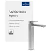 Image de Mitigeur pour lavabo surélevé Villeroy & Boch Architectura Square, robinet de salle de bains avec bonde à poussoir, robinet de lavabo à économie d'eau, hauteur de bec 258 mm, rectangulaire, chromé