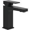 Image de Villeroy & Boch Architectura Square Robinet de lavabo carré avec tirette et cartouche en céramique - Robinet de lavabo économe en eau - Hauteur du bec : 113 mm - Carré - Noir mat