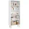 Image de WOLTU Bibliothèque Étagère Livre 5 Niveaux, Meuble de Rangement pour Salon et Bureau avec Pieds en Bois, 60x24x144 cm, Blanc