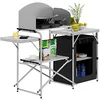 Image de WOLTU Armoire de camping pliable avec sac de transport, meuble d'extérieur portable, plateau enroulable en aluminium et MDF, blanc + noir