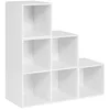 Image de WOLTU Bibliothèque Étagère Escalier 6 Compartiments, Meuble de Rangement Salon Chambre Bureau en Bois d’Ingénierie, 90x30x90 cm, Blanc