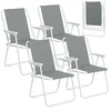 Image de WOLTU Chaises Pliantes de Jardin, Lot de 4, Siège d'Extérieur Avec Accoudoirs, Portable et Légère Pour Camping, Pêche et Plage, Gris Foncé