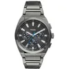 Image de Fossil Montre Everett pour homme, mouvement chronographe à quartz avec bracelet en acier inoxydable ou en cuir, Gris foncé, 44 mm