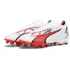 Image de PUMA Chaussures de football Ultra Match Fg/Ag pour homme, Puma White PUMA Orchidée de feu noire, 46.5 EU