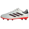 Image de adidas Mixte enfant Copa Pure II League Firm Ground Boots, Ivory/Core Black/Solar Red, 34 EU