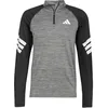 Image de adidas T-shirt à manches longues pour homme Icon 3 bandes avec fermeture éclair 1/4, Noir mélangé/blanc, S