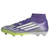 Image de adidas Mixte F50 LEAGUE Mid Firm Ground/Multi Ground Football Boots, Purple Rush/Cloud White/Lucid Lemon, 42 2/3 EU