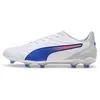 Image de PUMA Chaussures de football King Pro Fg/Ag unisexes, Puma Blanc Bluemazing Plat Gris Clair, 42 EU