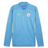 Image de PUMA Haut d'entraînement à 1/4 Zip Manchester City Homme, Magic Blue Yellow Glow, S