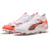 Image de PUMA Chaussures de football Ultra 5 Match+ FG/AG unisexes, blanc/noir/rouge brillant, pointure 42 EU, Puma PUMA blanche, noire, rouge éclatante, 42.5 EU