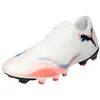 Image de PUMA Chaussures de football unisexes Future 8 Match Low Fg/Ag, Puma Blanc PUMA Noir Rouge vif, 40.5 EU