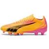 Image de PUMA Chaussures de football Ultra Match Fg/Ag unisexes, Sun Stream PUMA Black Sunset Glow, 39 EU