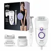 Image de Braun Silk-épil 5-épilateur électrique femme, épilation douce, énergie sans interruption avec câble, tête de rasoir, capuchon de coupe et profileuse zone bikini, 825 Power, blanc/violet