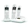 Image de Gigaset AS690A Trio - Téléphone fixe sans fil avec répondeur, 3 combinés avec grand écran rétroéclairé pour un affichage ultra lisible, fonction blocage d'appels - Blanc [Version Française]