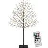 Image de DEUBA® Cerisier en fleurs 180 cm 200 LED blanc chaud pour l'extérieur et l'intérieur Minuterie artificielle Grande décoration de Noël Cerisier Arbre lumineux Arbre lumineux