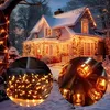 Image de Deuba Guirlande lumineuse LED pour sapin de Noël - 7 m - Avec minuteur - 100 LED blanc chaud - 8 modes d'éclairage - Pour l'intérieur et l'extérieur - Noël et l'extérieur