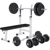 Image de GORILLA SPORTS® Banc de musculation - Avec étagère et station de dip, kit d'haltères 100 kg, hauteur et angle d'inclinaison réglables, pliable - Banc plat multifonction, banc de musculation